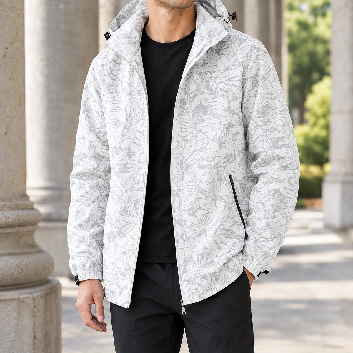 Harlan-Grey Tonal Print Jacket