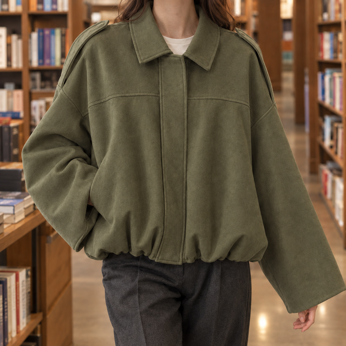 Clemence-Marie Faux Suede Bomber Jacket