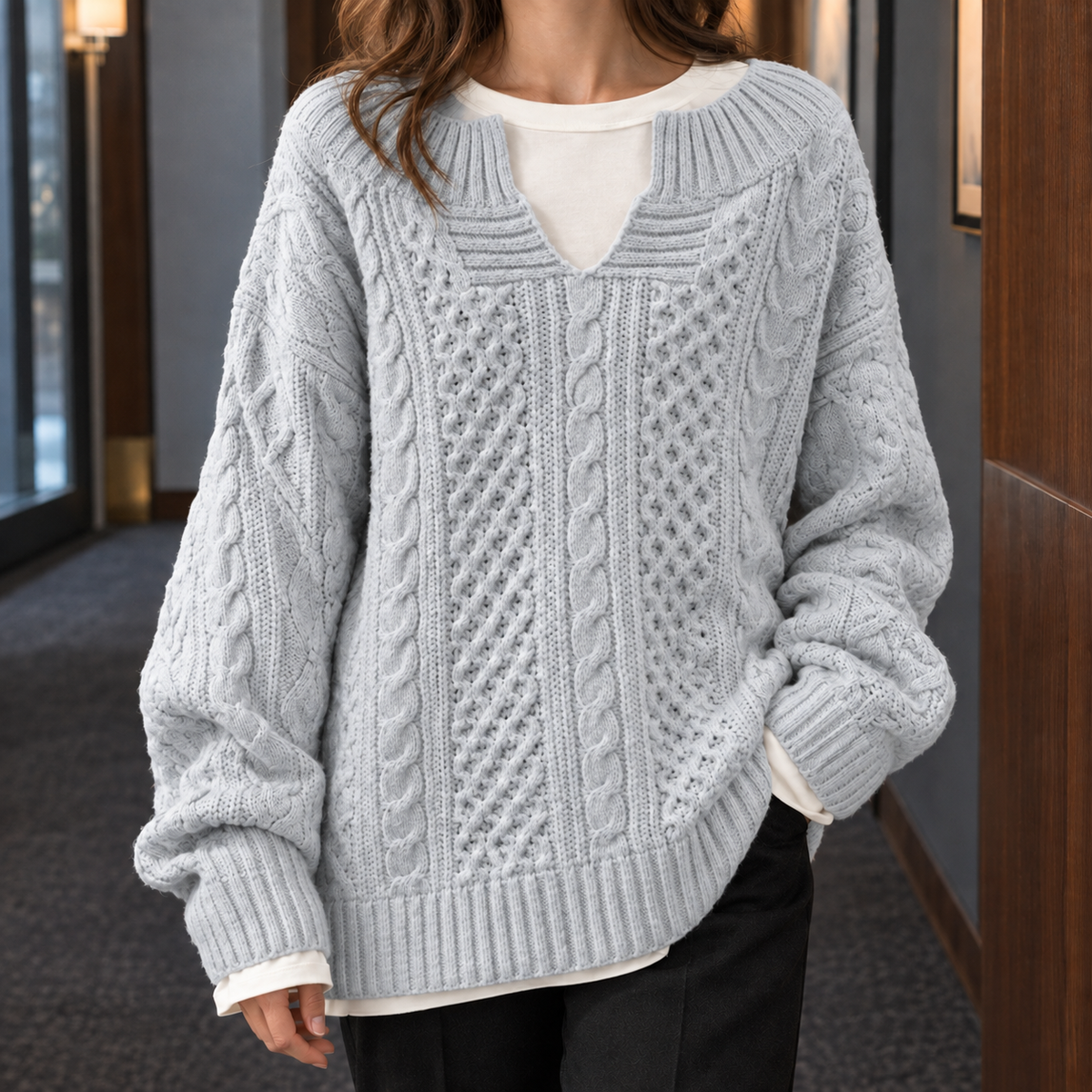 Fernanda-Pearl Cable Sweater