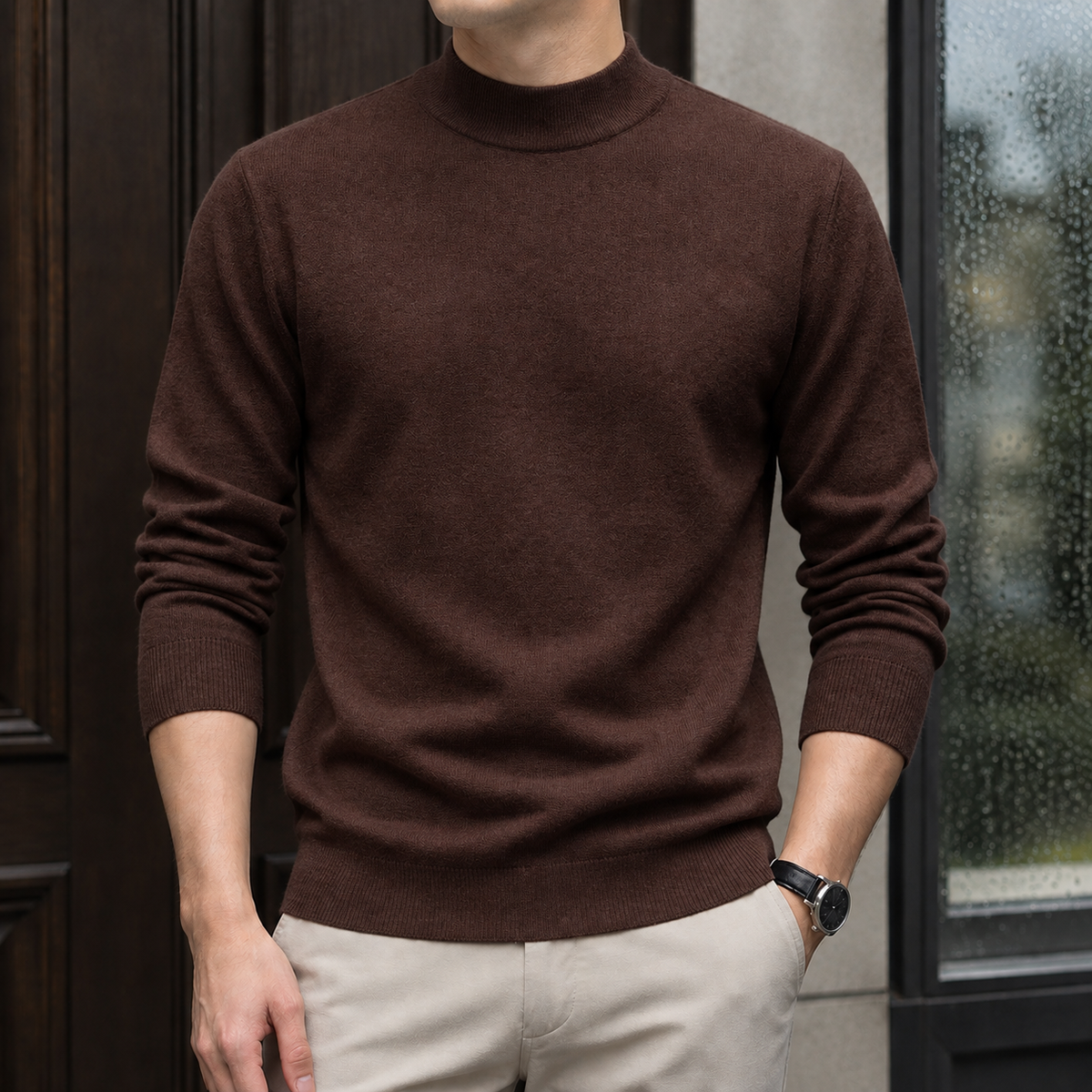 August-Rhys Mock Neck Sweater