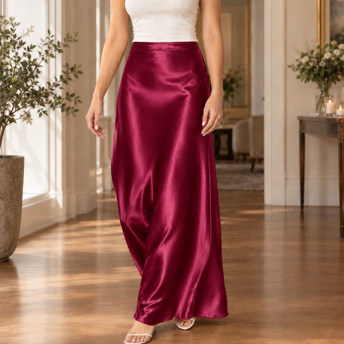 Erin-Belle Satin Maxi Skirt