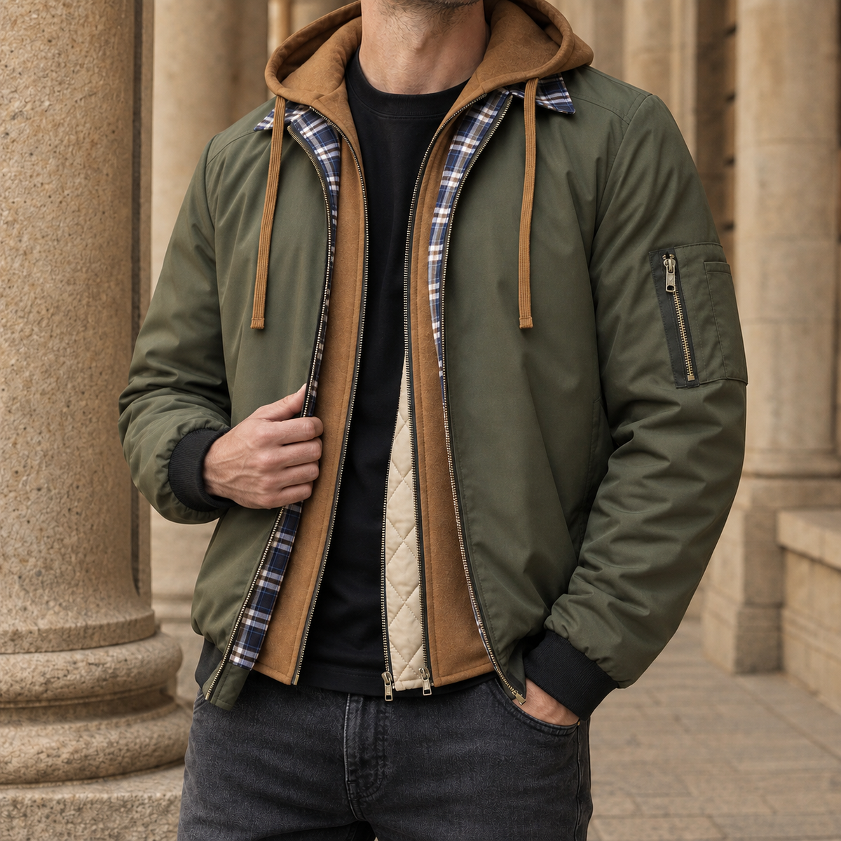 Rafferty-Wren Layered Bomber Jacket