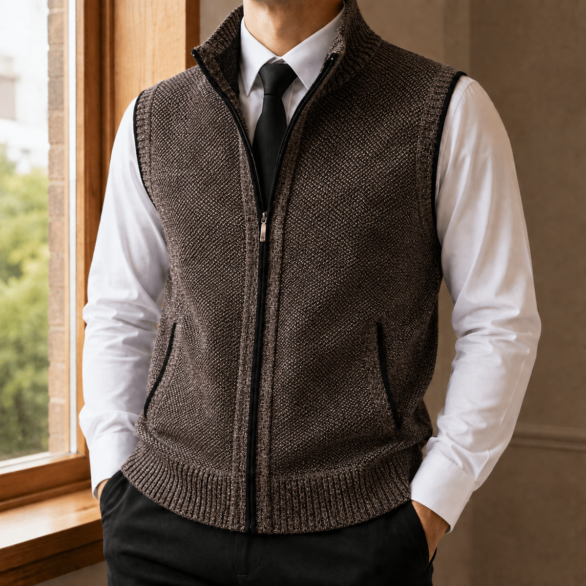 Caius-West Zip Sweater Vest