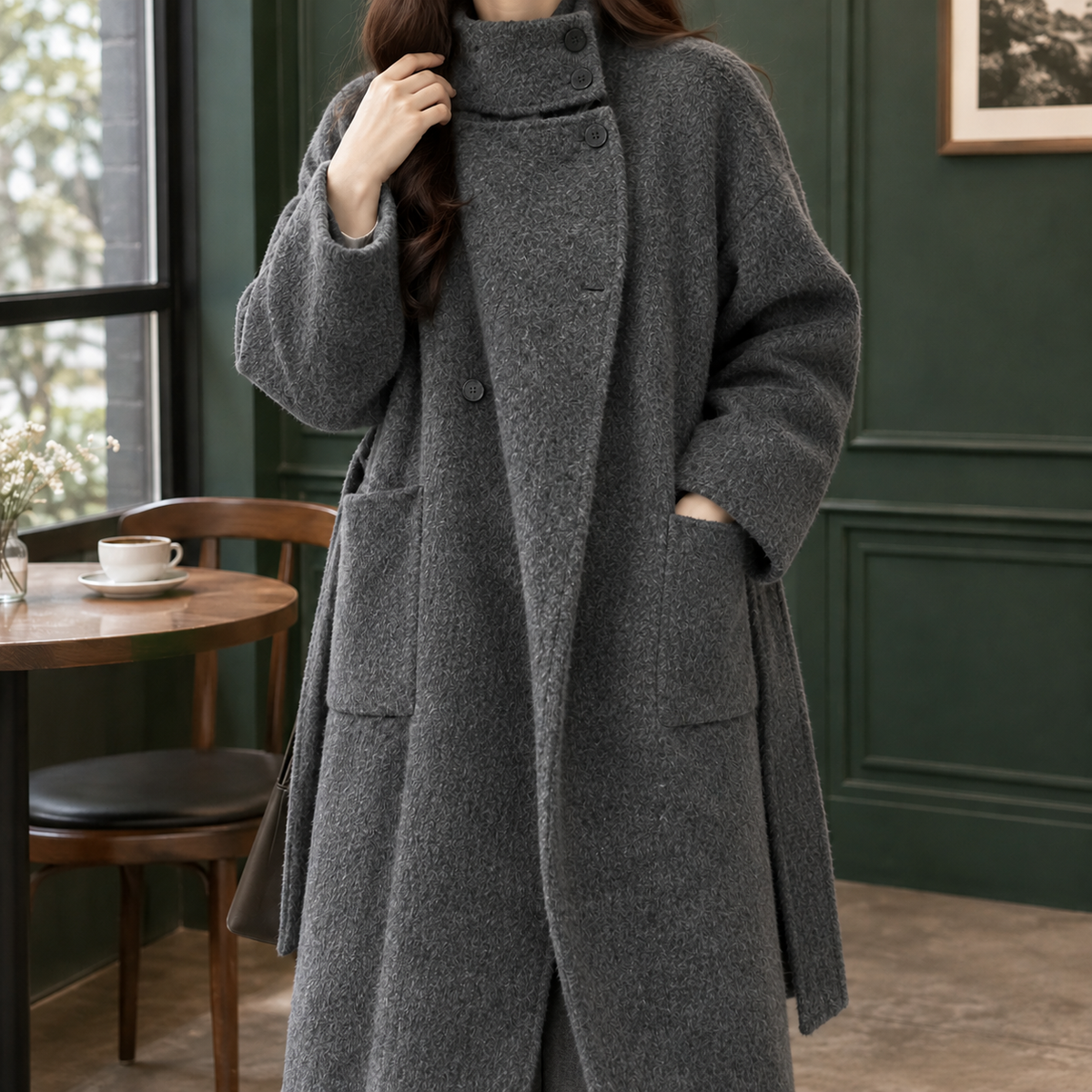 Katrina-Pearl Cashmere-Feel Coat