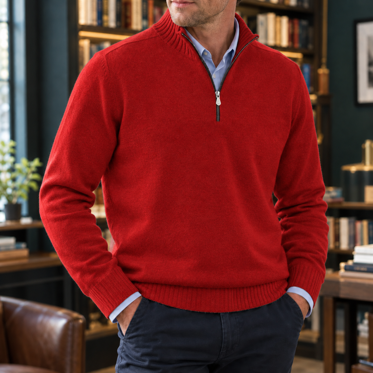 Ezra-Stone Quarter Zip Sweater