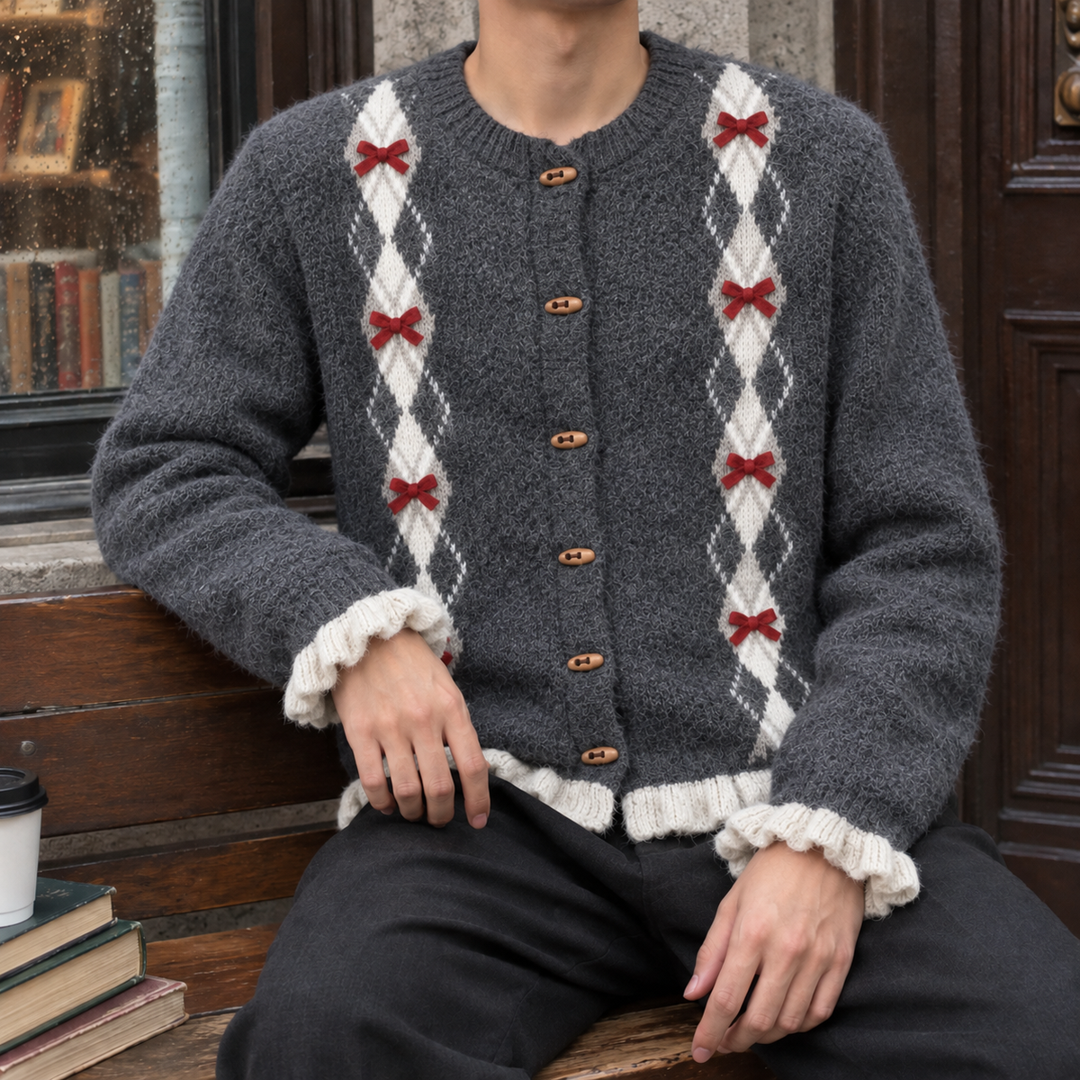 Jasper-Stone Bow Cardigan