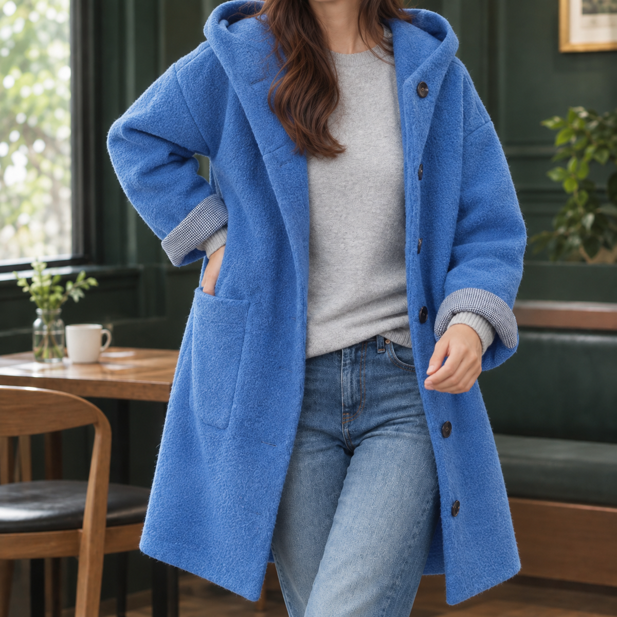 Antonia-Sage Hooded Coat