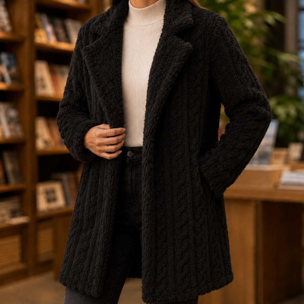 Hazel-Kate Cable Texture Coat