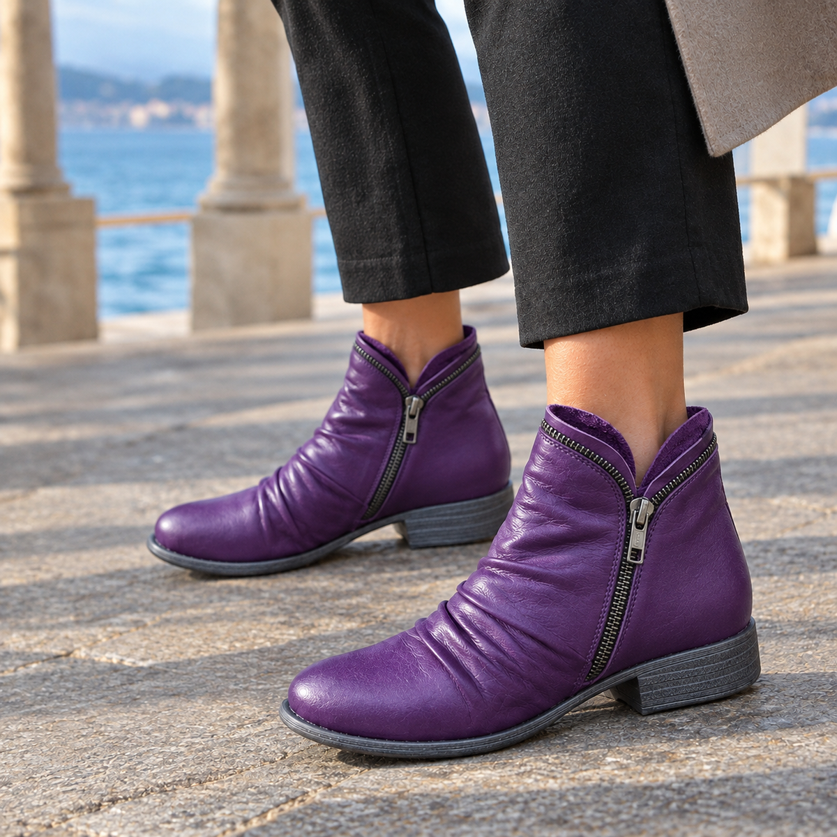 Calvino-Capri Zip Ankle Boots