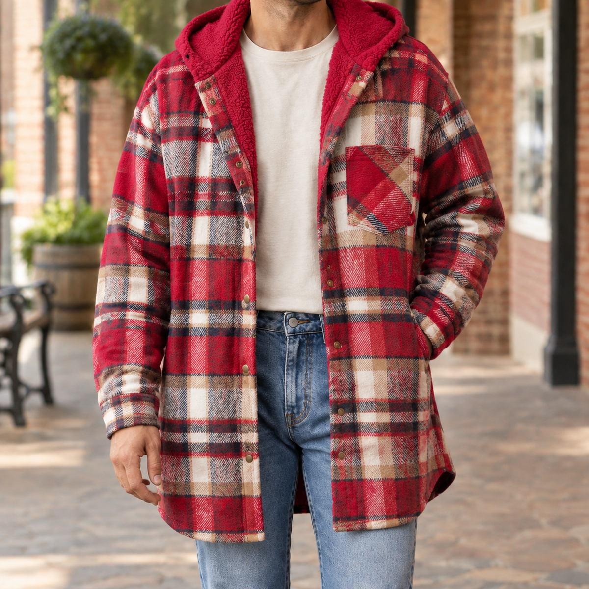 Fabian-Wren Hooded Plaid Jacket