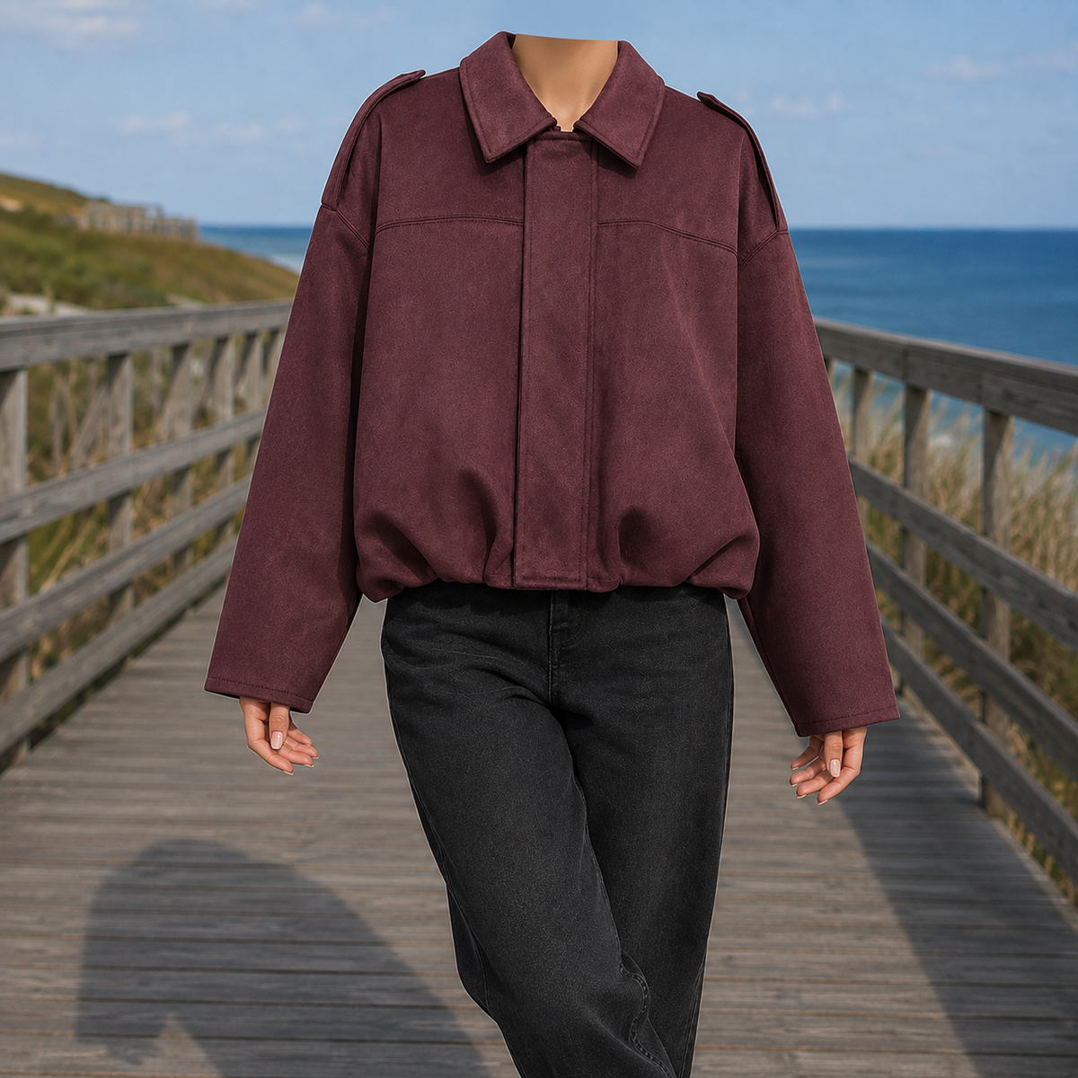 Bernadette-Skye Faux Suede Bomber Jacket