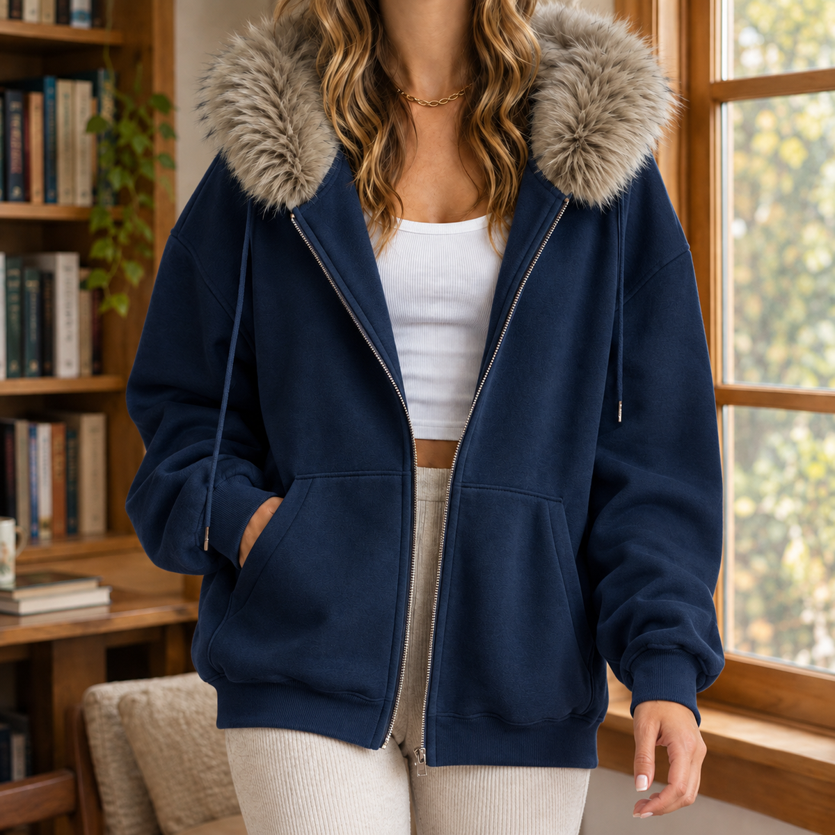 Ardith Faux Fur Trim Hoodie