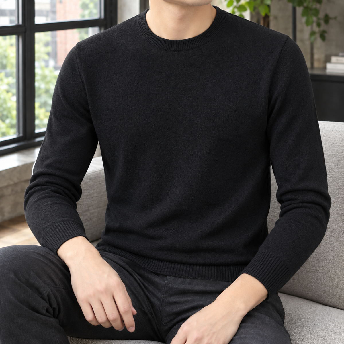 Edmund-Stone Crew Neck Sweater