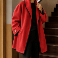 Violetta-Belle Contrast-Trim Coat