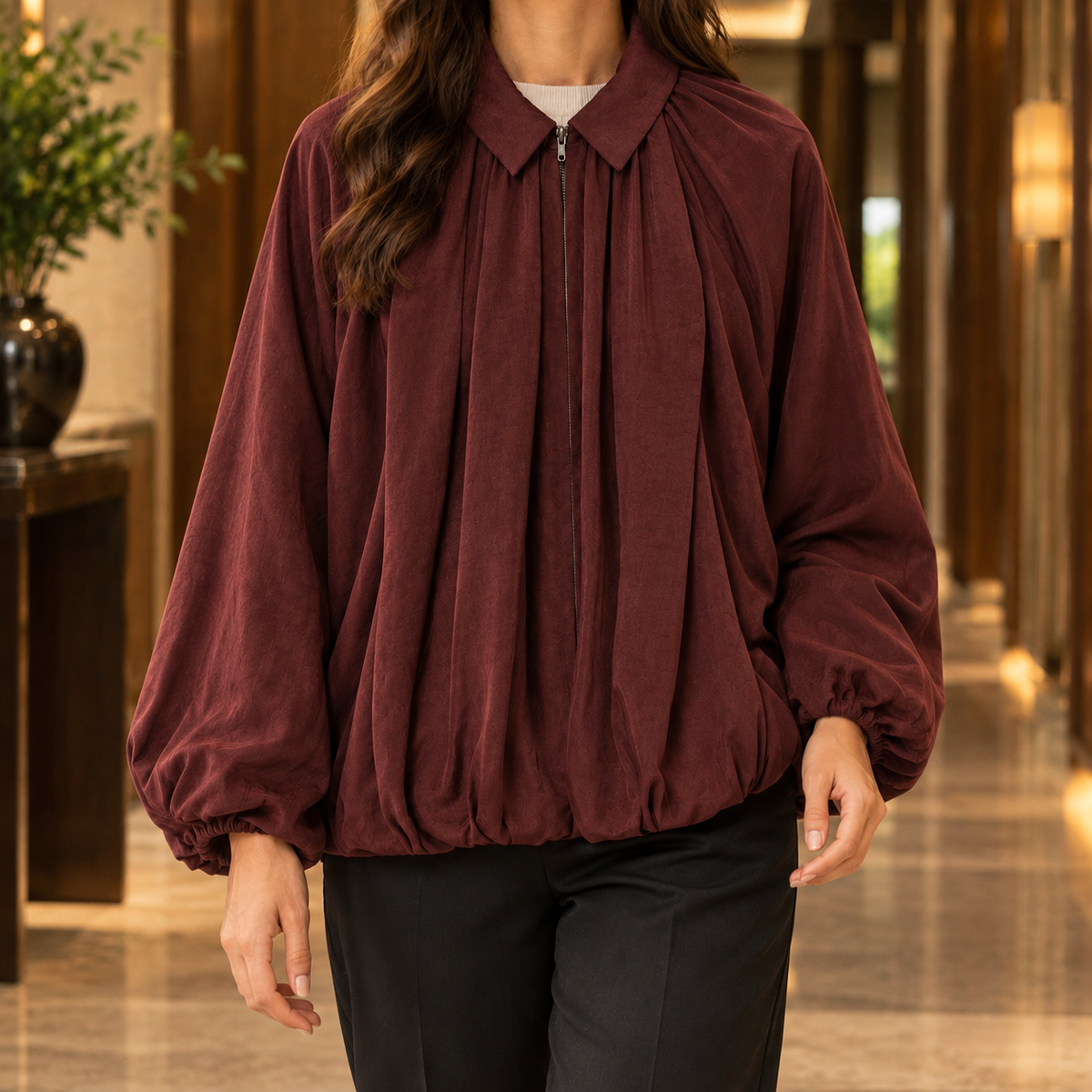 Dorothea-Sage Balloon Jacket