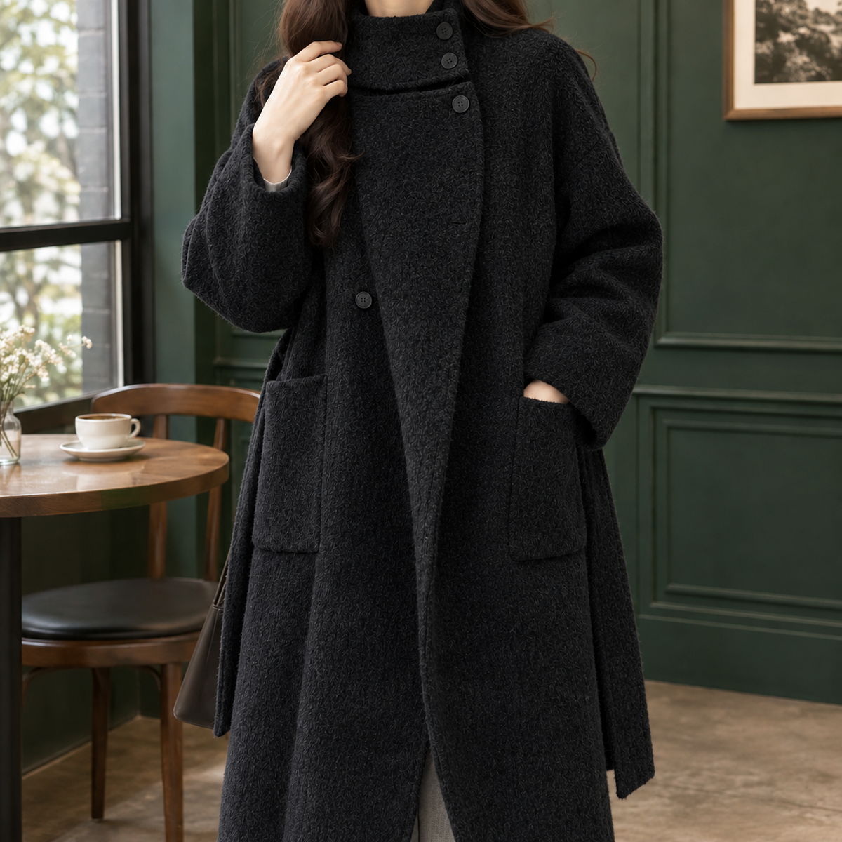 Katrina-Pearl Cashmere-Feel Coat