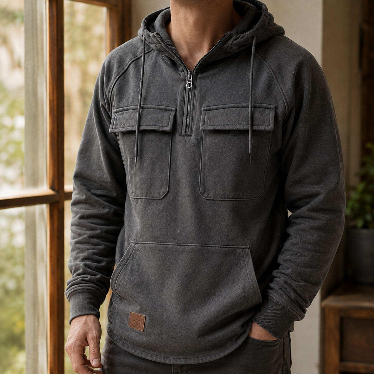 Callum-Grey Utility Hoodie