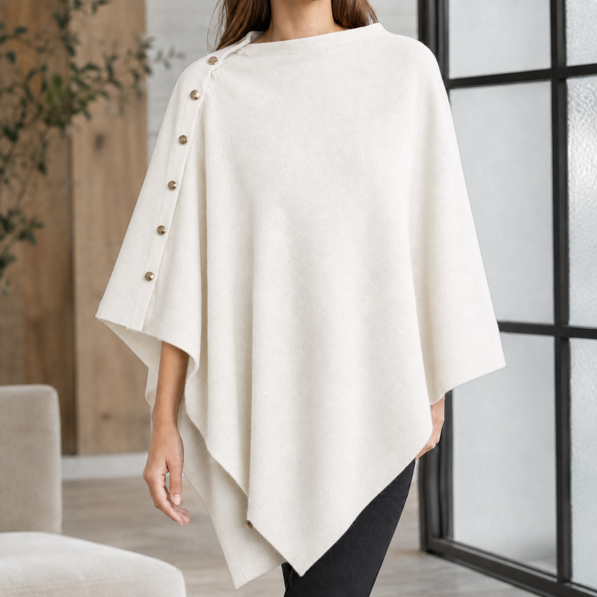 Padbury Buttoned Poncho