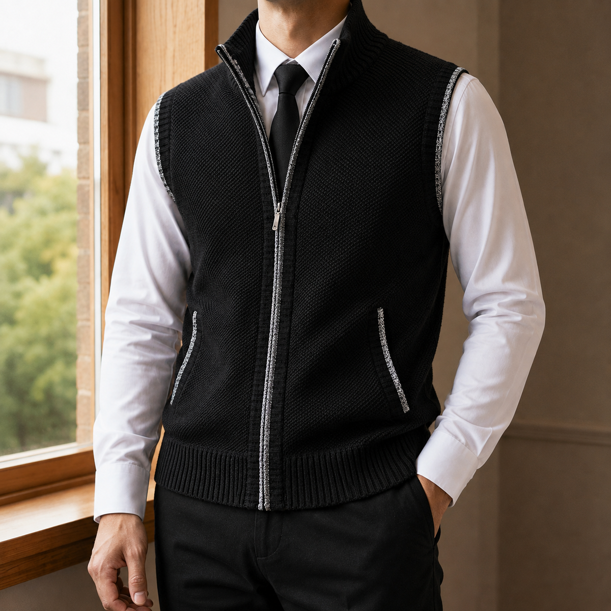 Caius-West Zip Sweater Vest