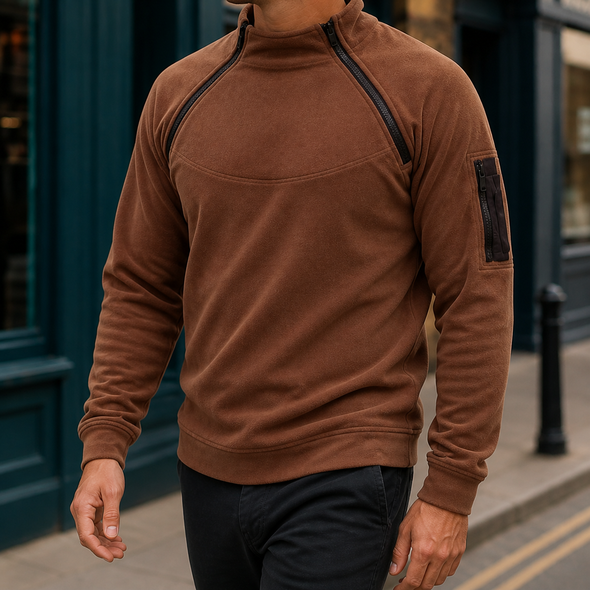 Ambrose-Stone Zip Neck Sweater