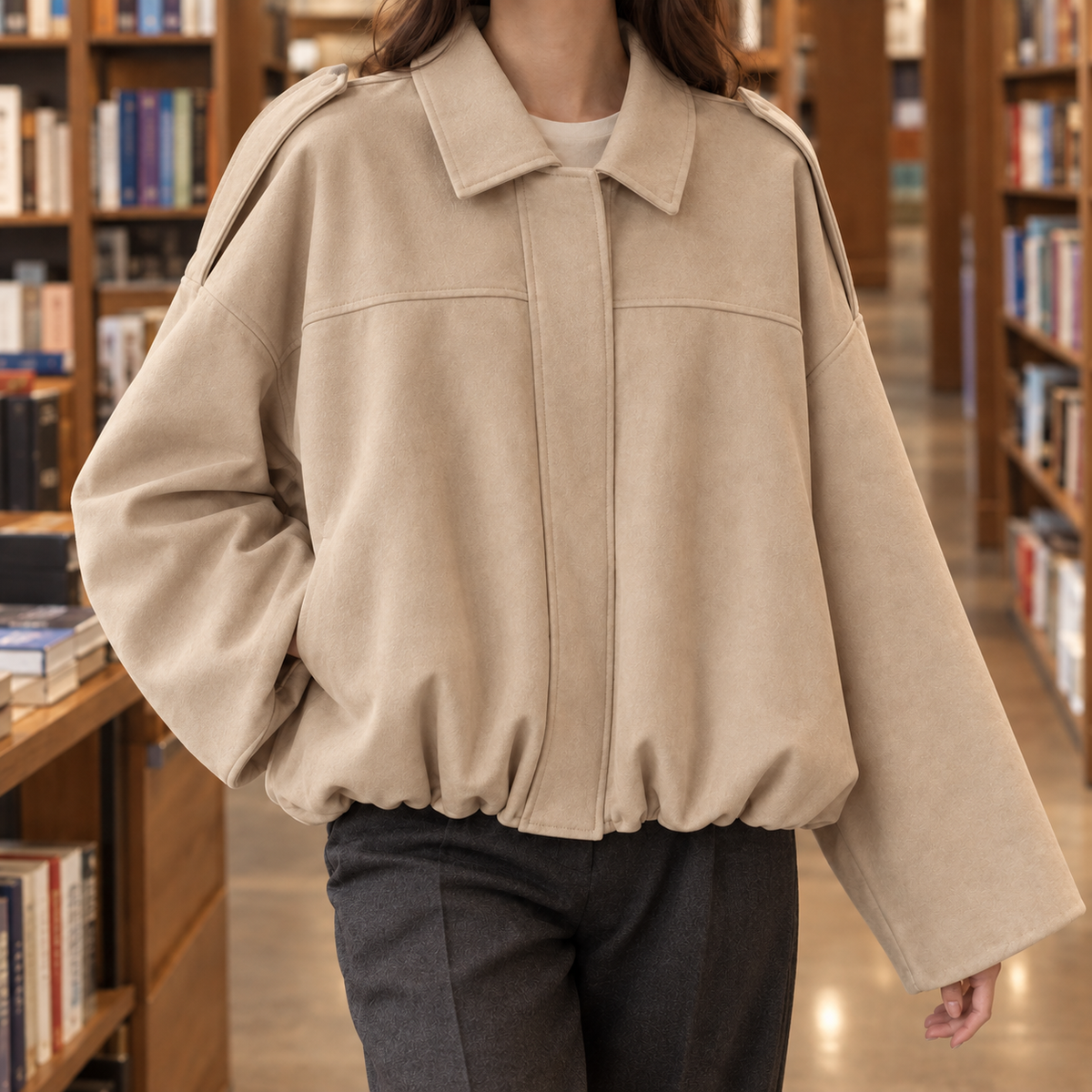 Clemence-Marie Faux Suede Bomber Jacket