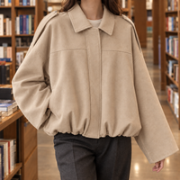 Clemence-Marie Faux Suede Bomber Jacket