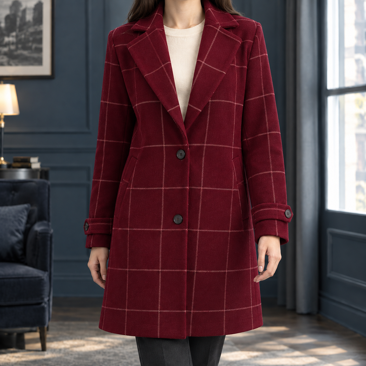 Arabella-Elise Windowpane Coat