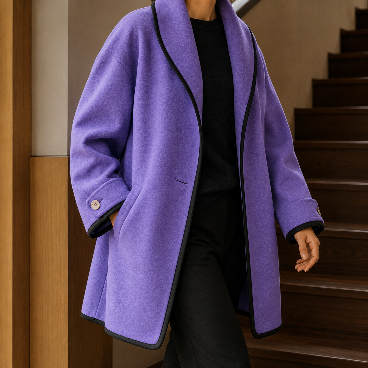 Violetta-Belle Contrast-Trim Coat