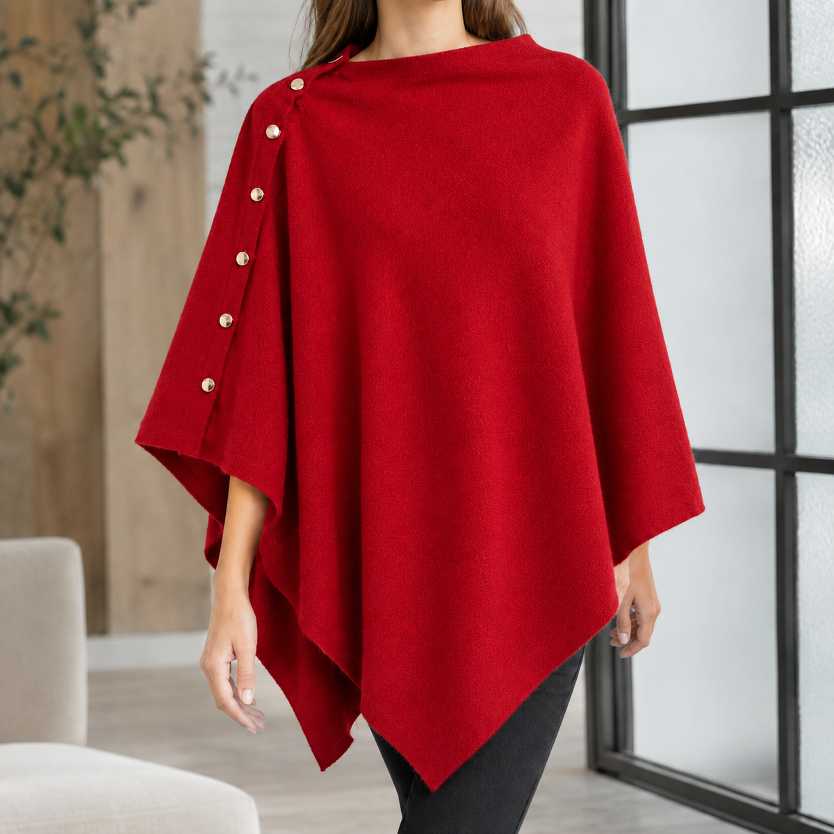 Padbury Buttoned Poncho