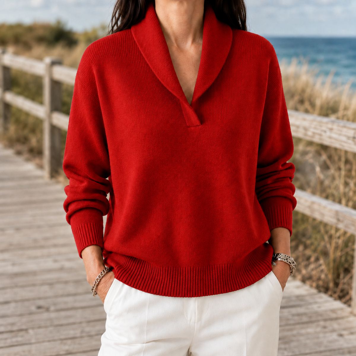 Marlene-Hope Shawl Collar Sweater