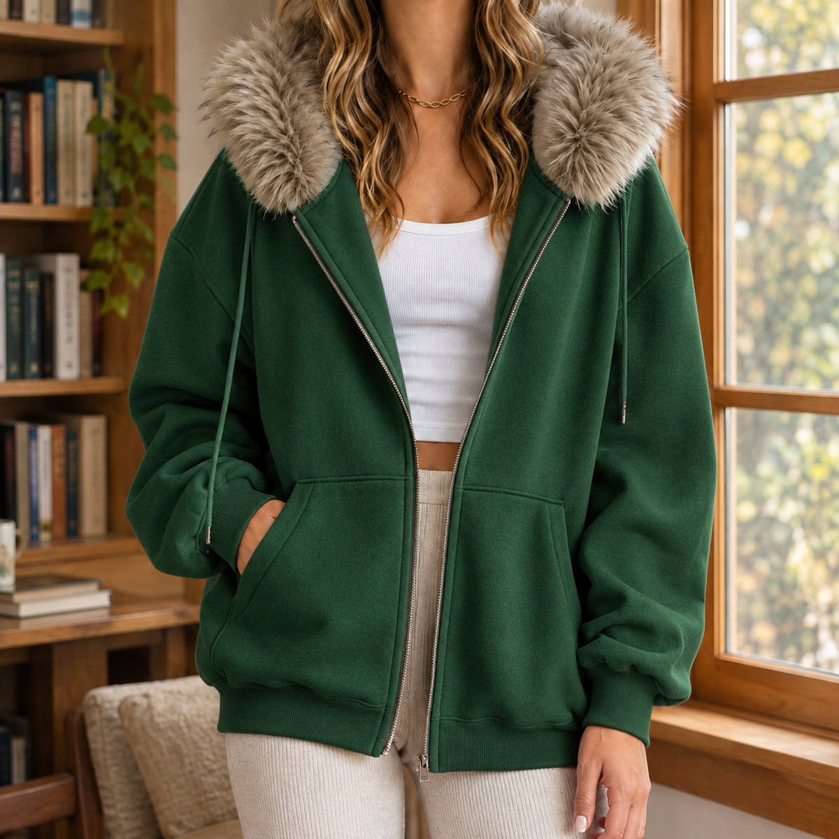 Ardith Faux Fur Trim Hoodie