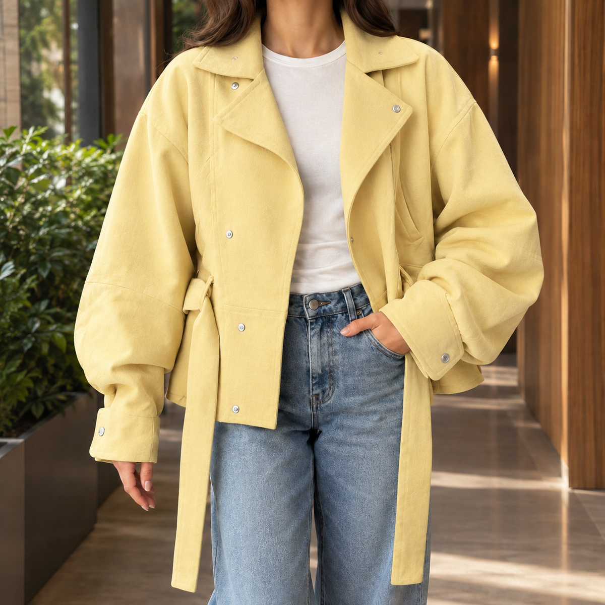 Desiree-Marie Belted Moto Jacket