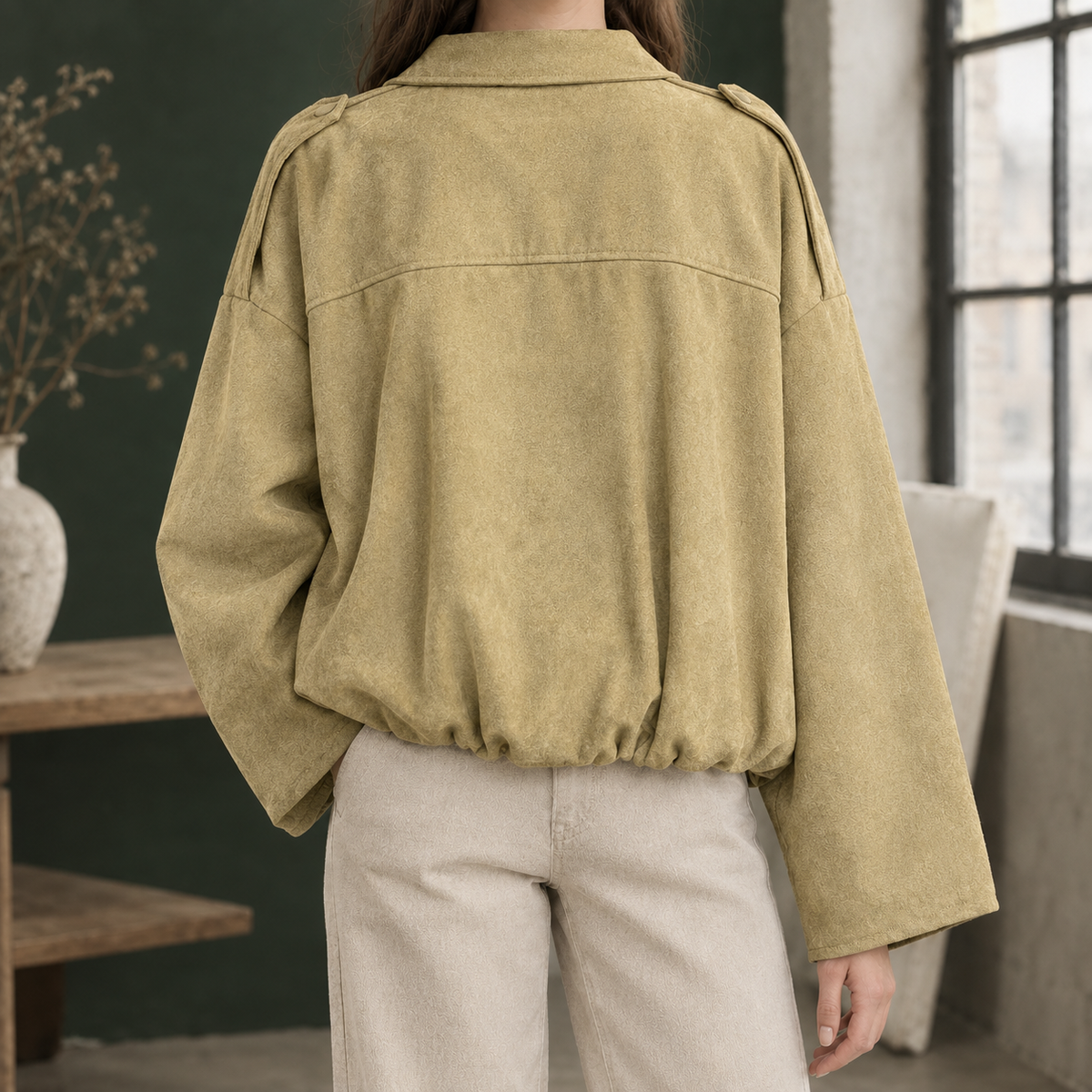 Riley-Skye Faux Suede Bomber Jacket