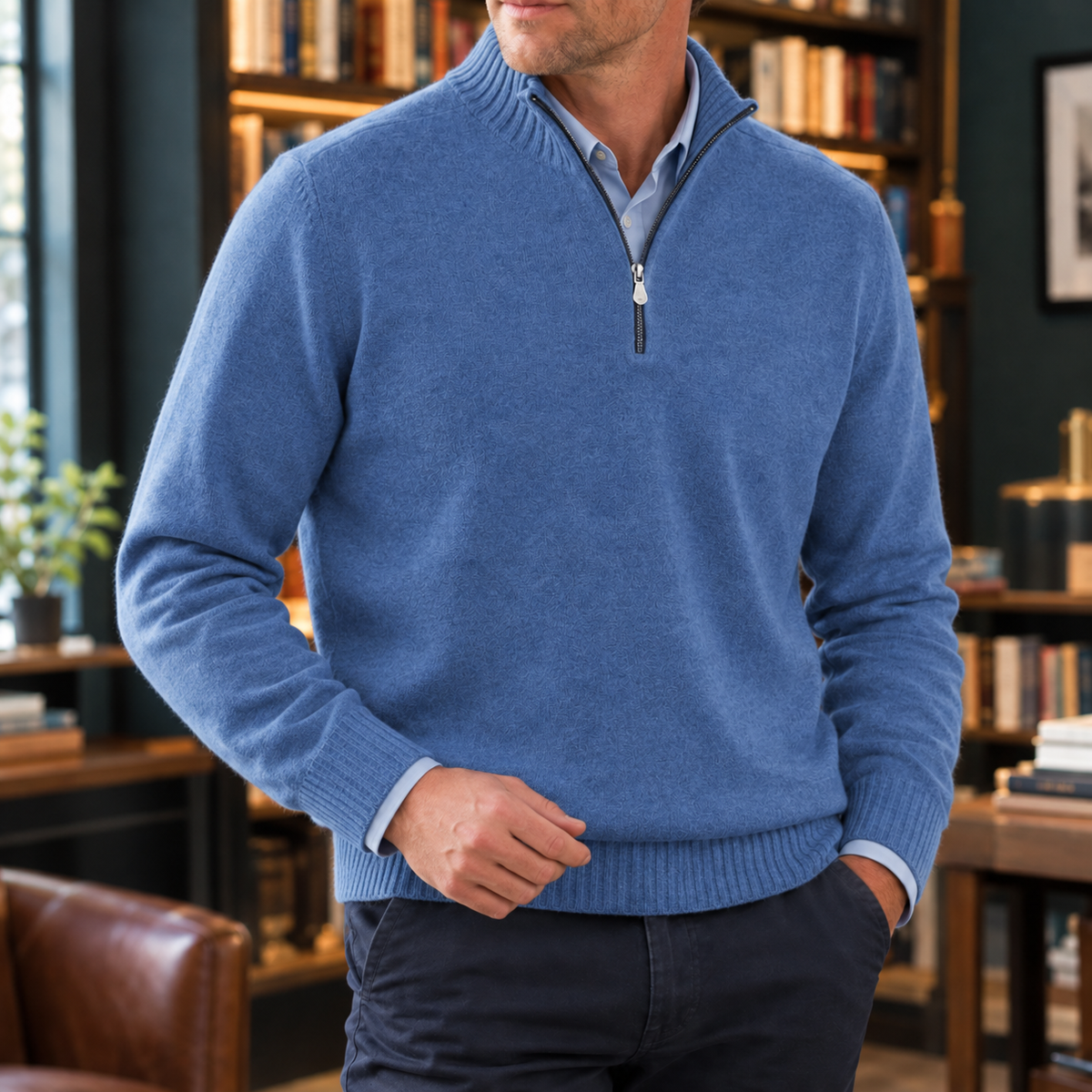 Ezra-Stone Quarter Zip Sweater