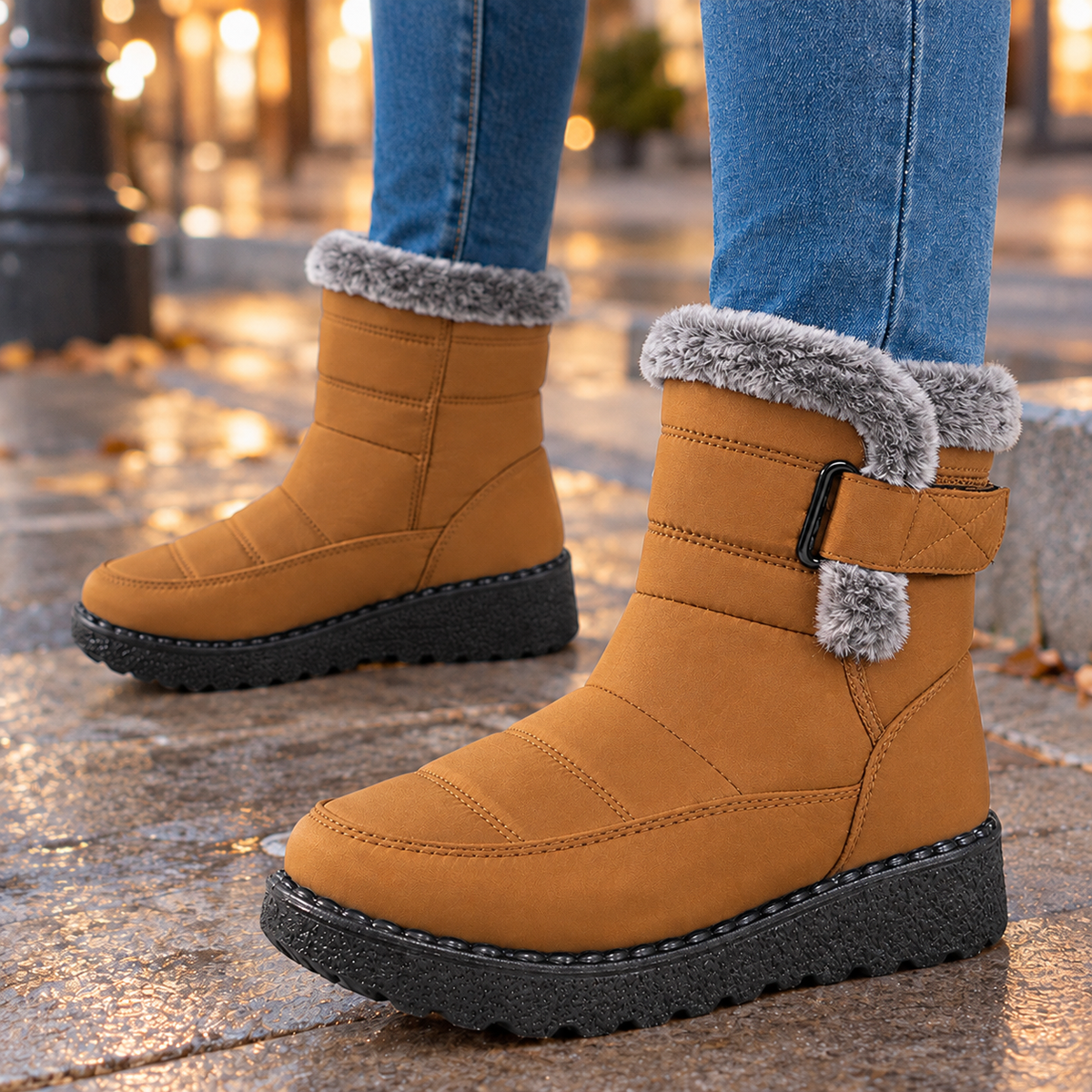 Lucania-Roma Faux Fur-Trim Boots