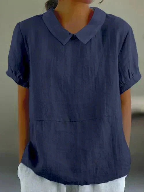 Blouse with Peter Pan collar and relaxed fit