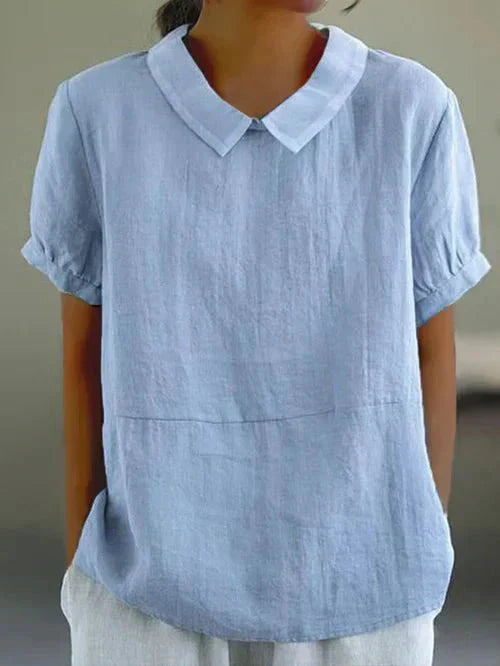 Blouse with Peter Pan collar and relaxed fit