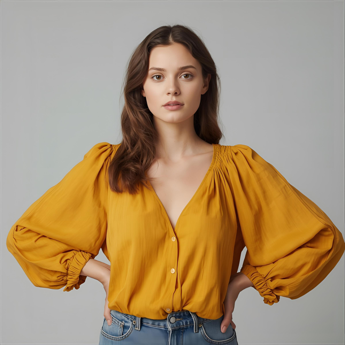 Light Yellow Top with a Relaxed Fit