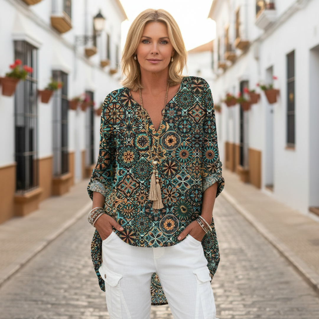 Camila | Women's Linen Shirt with Buttons and Long Cut
