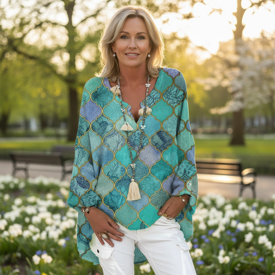 Camila | Women's Linen Shirt with Buttons and Long Cut
