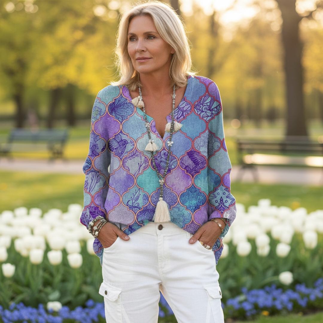Camila | Women's Linen Shirt with Buttons and Long Cut