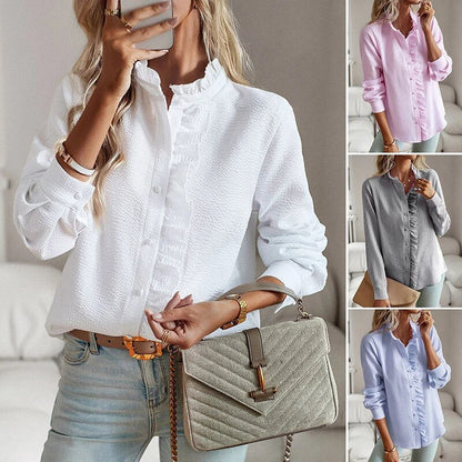Women's long-sleeve blouse with ruffles