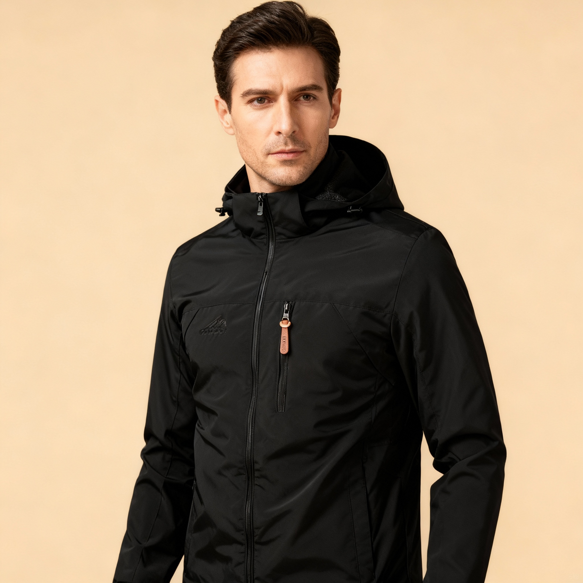 Men's Hooded Zip Shell Jacket, Lightweight Woven Windbreaker