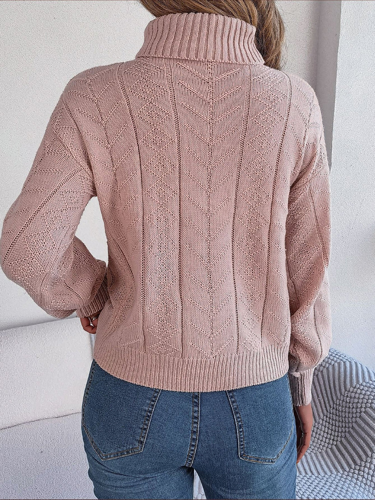 Hollis-Sage Chunky Cable Turtleneck