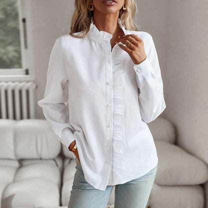 Women's long-sleeve blouse with ruffles